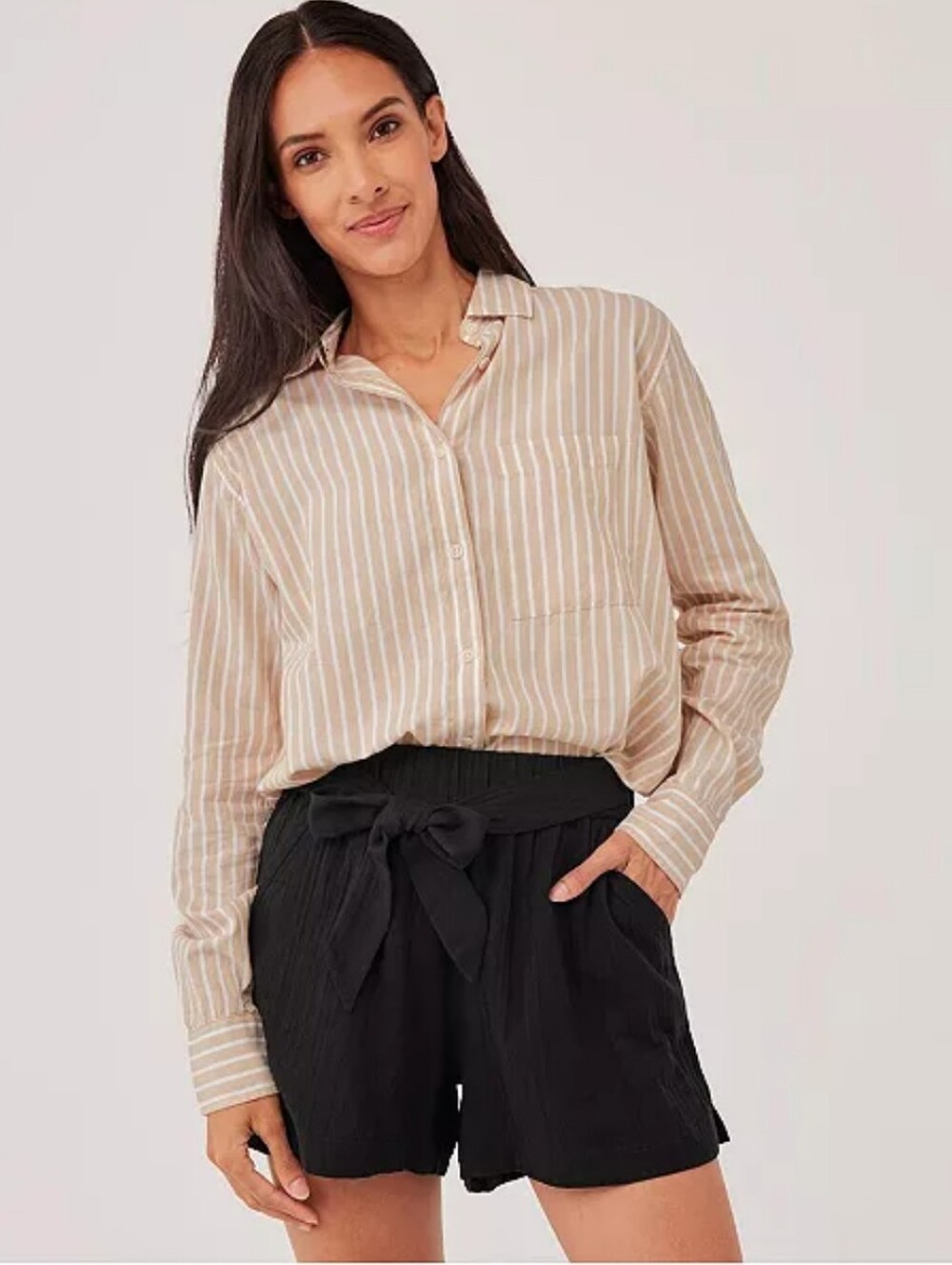 Pact Top Women's Sunset Lightweight 100% Organic Cotton Classic Shirt XL Striped